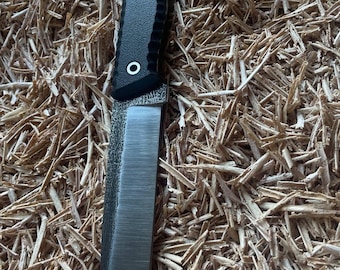 Handmade D2 Steel Tanto Knife with Leather Sheath