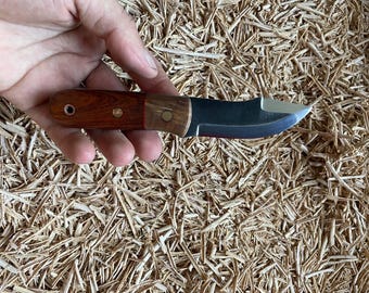 Handmade Stainless Steel Bushcraft Knife - Stabilized Ironwood Handle
