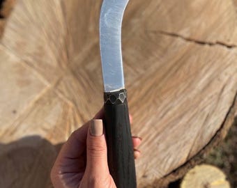 Handmade Forged Garden Knife: Ash Wood Handle, Mushroom Knife