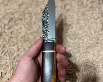 Hand-forged Bushcraft knife with knives, Hand-forged Viking scramasax: stainless steel sax knife