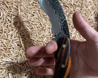 Hand-forged knife for bushcraft: Handmade kukri knife, gift, camping, recreation, hunting, fishing