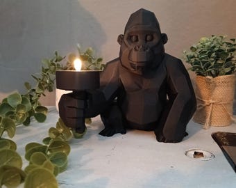 Portavelas Gorilla: donde el diseño poligonal se une a la impresión 3D.
