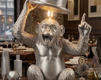 Lámpara 3D de mono, 35 cm de largo.