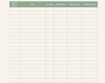 Inventory Sheet | Canning Tracker | Pickle