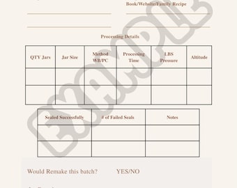 Canning logbook printable & Fillable | Home canning Tracker | Batch Processing Log | The Pickled Peach Pantry