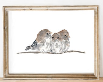 Watercolor birds, bird painting, watercolor nursery art, watercolor painting, bird art, woodland decor, fairywren painting