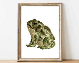 Watercolor Toad Art Print - Frog print - Toad Familiar Print - 5X7 in. or 8X10 in.