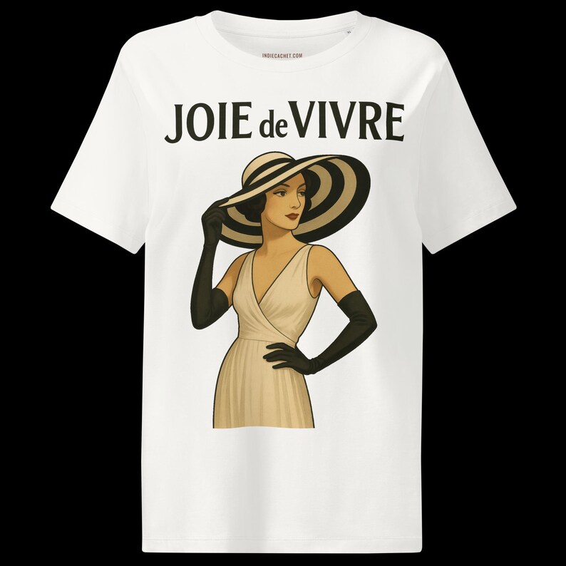 The 'JOIE DE VIVRE' Brunette Women's Graphic T-Shirt Original Design