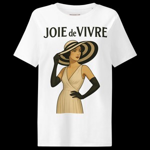 The 'JOIE DE VIVRE' Brunette Women's Graphic T-Shirt Original Design