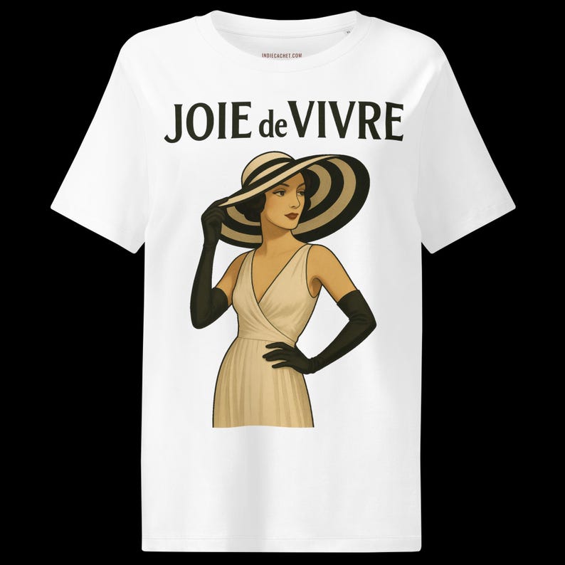 The 'JOIE DE VIVRE' Brunette Women's Graphic T-Shirt Original Design