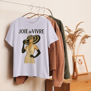 The 'JOIE DE VIVRE' Brunette Women's Graphic T-Shirt Original Design
