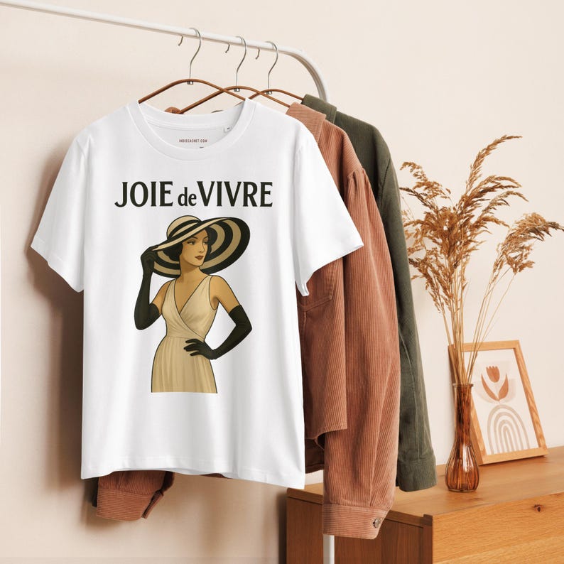 The 'JOIE DE VIVRE' Brunette Women's Graphic T-Shirt Original Design