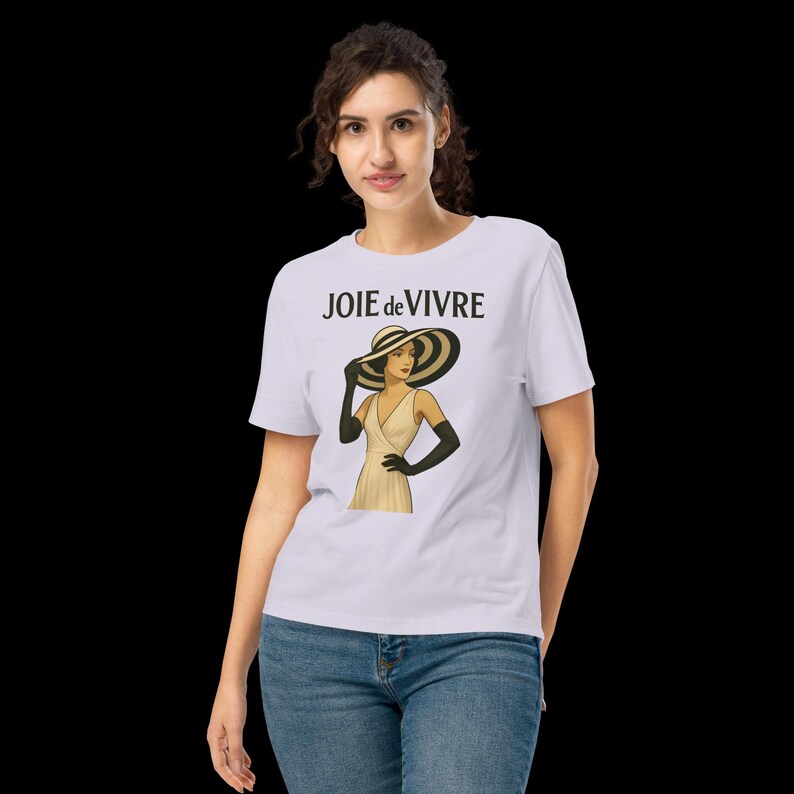 The 'JOIE DE VIVRE' Brunette Women's Graphic T-Shirt Original Design