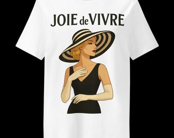 Origineel ontwerp blond grafisch T-shirt 'JOIE DE VIVRE' voor dames