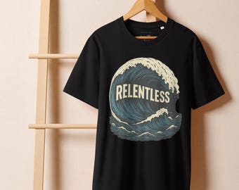 Origineel grafisch T-shirt voor heren: The 'RELENTLESS' Wave
