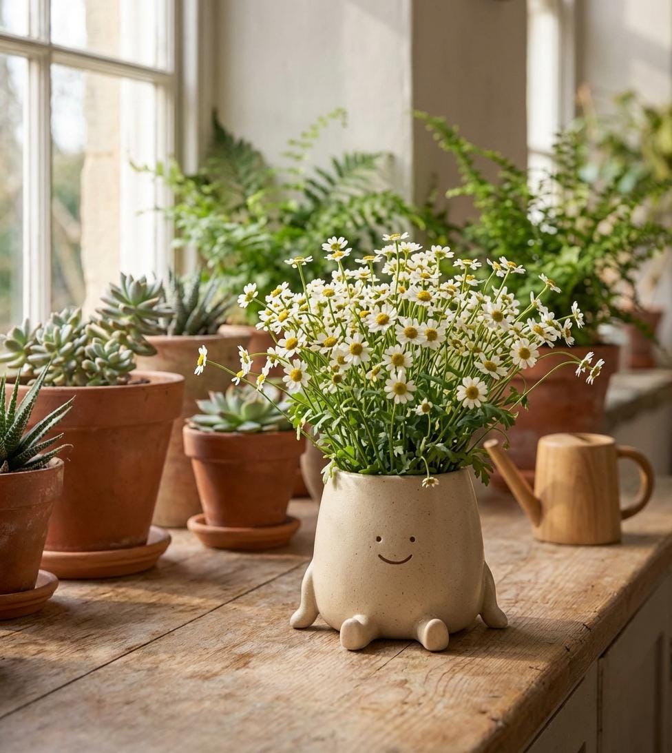 Cute Smiling Face Planter Pot With Flesh – Kawaii Plant Pot, Funny ...