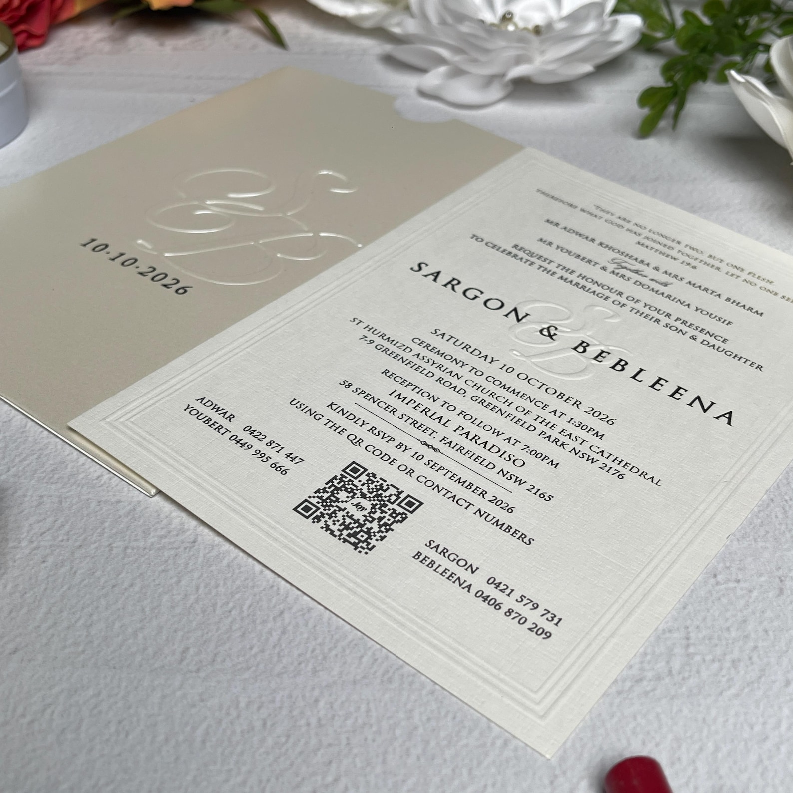 QR Code Wedding Invitation : Luxury Custom Invitation Set With Thick ...