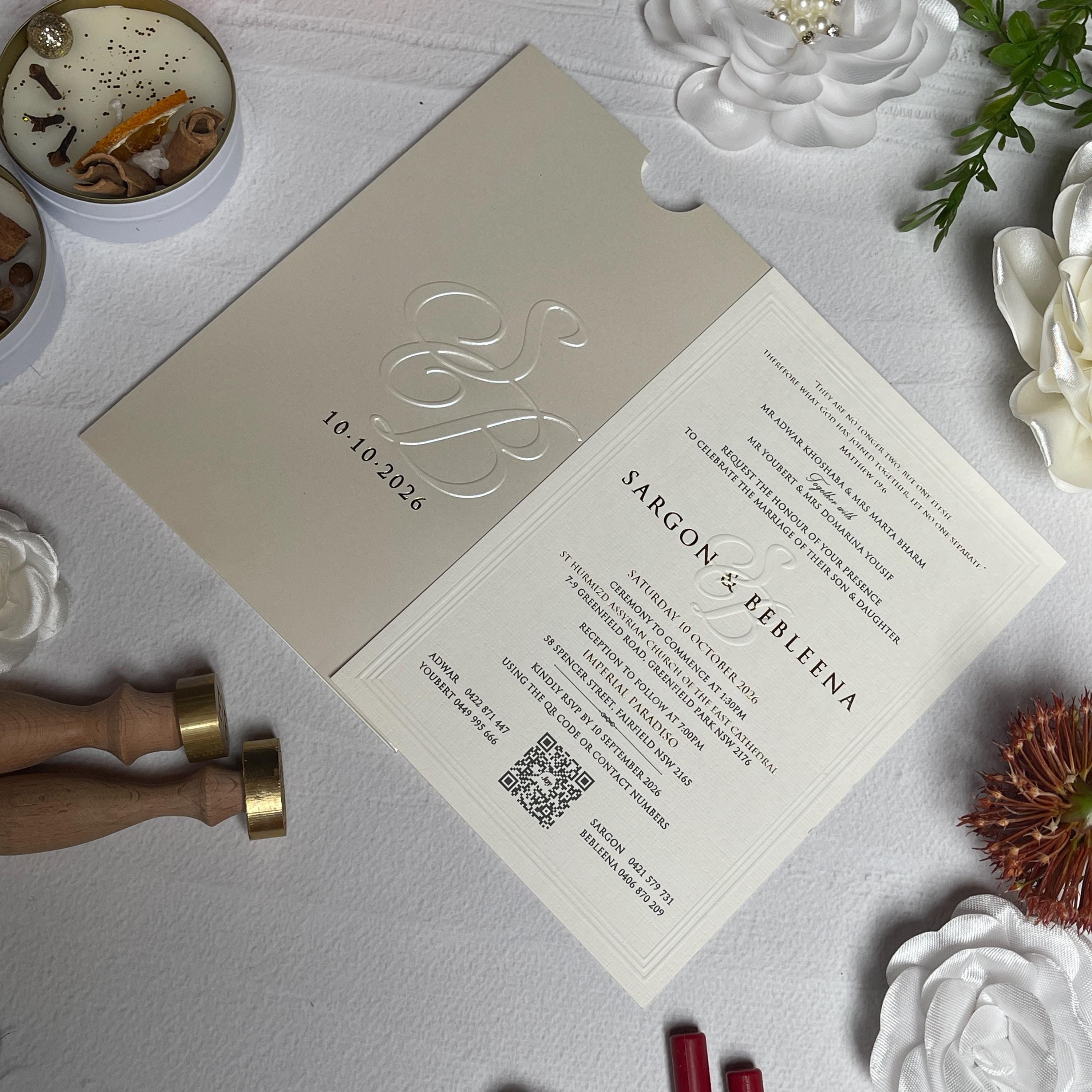 QR Code Wedding Invitation : Luxury Custom Invitation Set With Thick ...