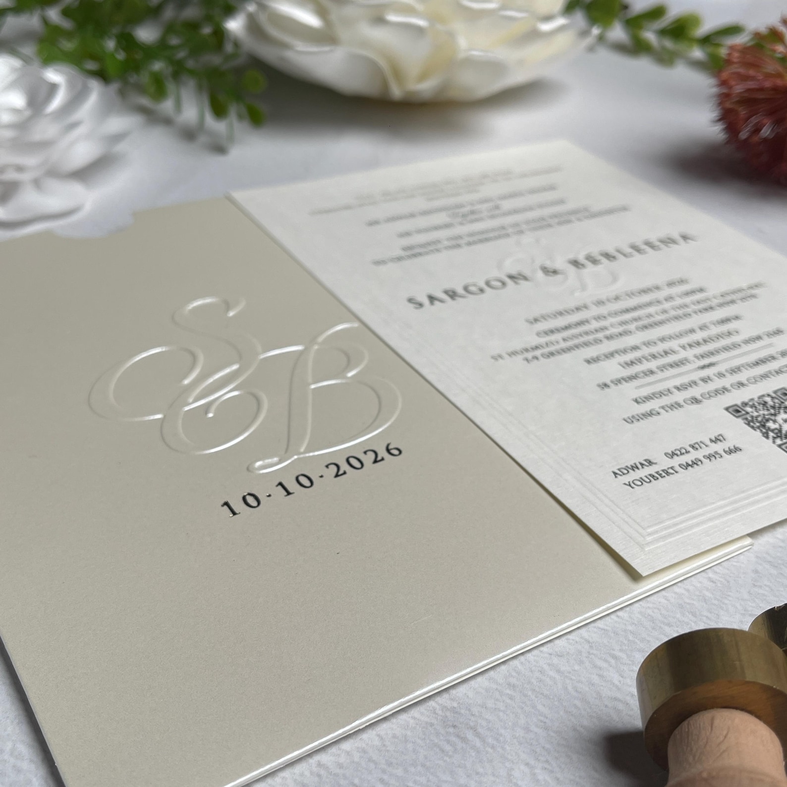 QR Code Wedding Invitation : Luxury Custom Invitation Set With Thick ...