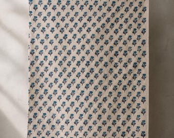 Teal Blue Floral Woven Throw // Hand Block Print Cotton Blanket "Fringe Sofa Throw"