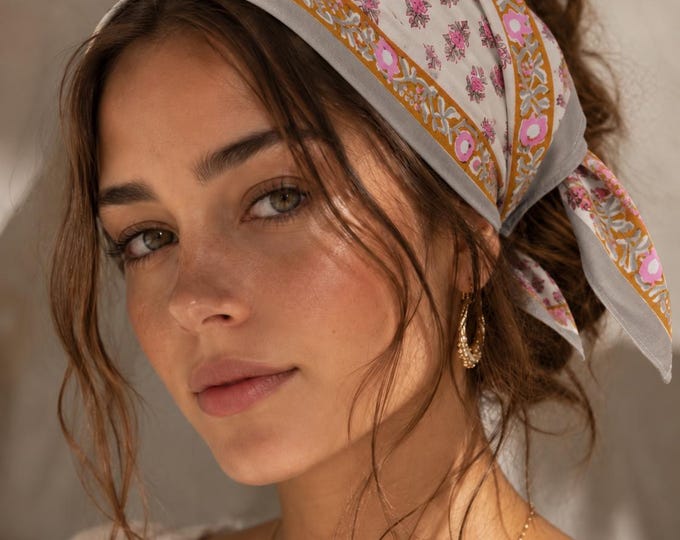 Hand Block Printed Floral Cotton Bandanas