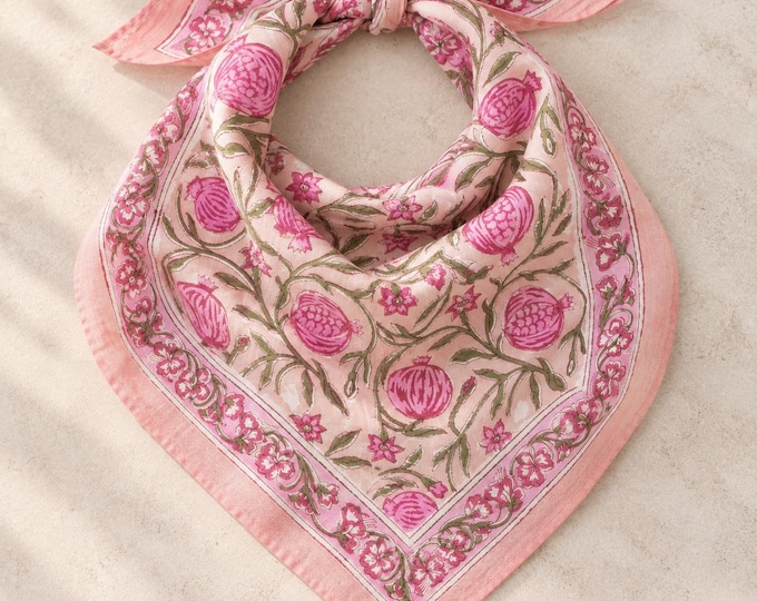 Pomegranate Floral Print Bandanas : Cotton Hair Scraf
