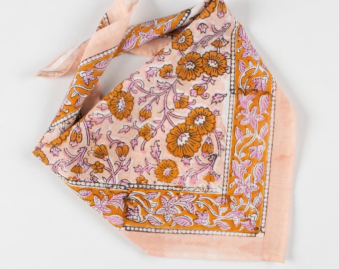 Hand Block Print Cotton Bandana : Floral Bandanas