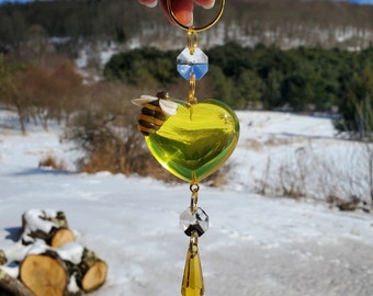 Honeybee Heart Ornament Suncatcher