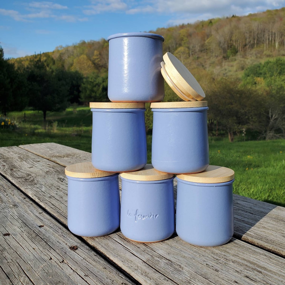 Periwinkle La Fermiere Recycled Yogurt Jars With Lids Set of 6 Etsy
