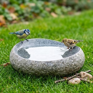 Natural River Stone Bird Bath – Outdoor Garden Water Bowl for Birds