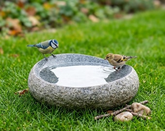 Natural River Stone Bird Bath – Outdoor Garden Water Bowl for Birds
