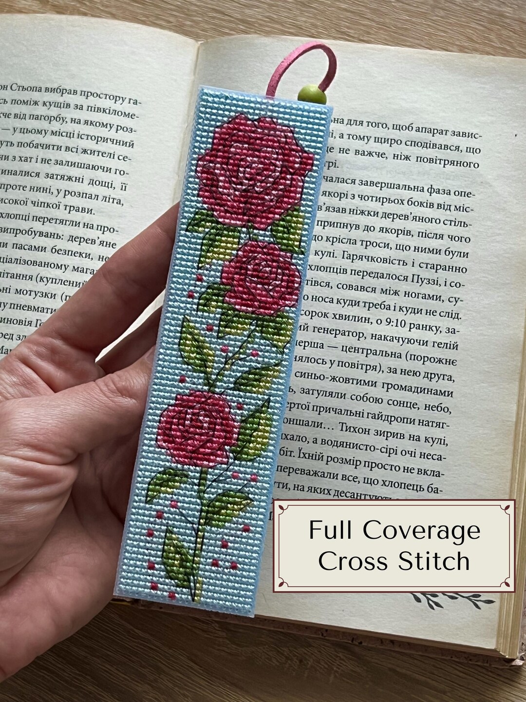 Hand Embroidered Rose Bookmark, Cross Stitch Floral Bookmark, Handmade ...