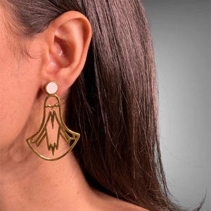 18k Gold Plated platinum Drop Earrings – Modern White Detail Statement Jewelry