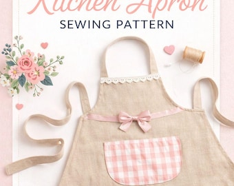 Printable Kitchen Apron Sewing Pattern PDF | Beginner Friendly | Easy with Pocket | Instant Download Pattern