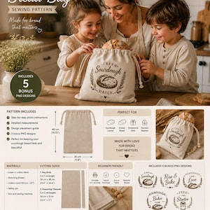 Tutorial para coser una bolsa de pan + 5 diseños PNG adicionales