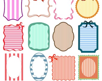 Coastal Stripe Frames SVG Bundle, Hand Drawn Wavy Border Frames PNG,  Everyday Stripes, Scalloped frames, Wedding Baby Shower Canva Frames