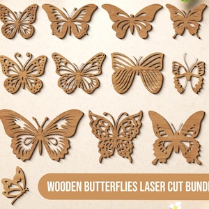 Wooden Butterflies Laser Cut Bundle, Butterfly SVG, Butterfly Wall Decor, Cnc Wood Wall Art, Glowforge, Cricut, Digital Download
