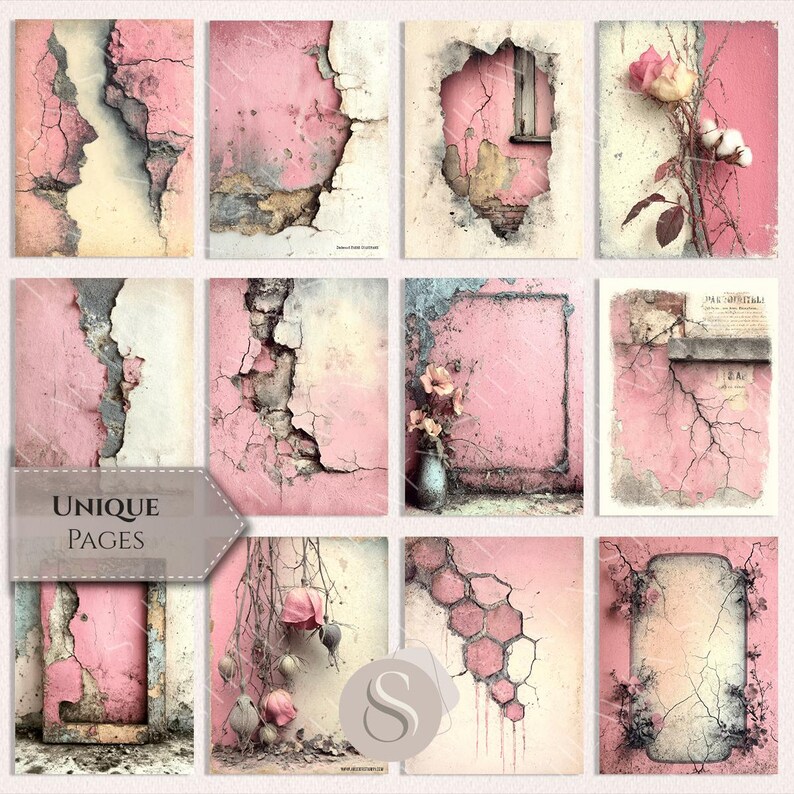 Grunge Junk Journal Pages, Vintage Distressed Printable Paper Pack ...