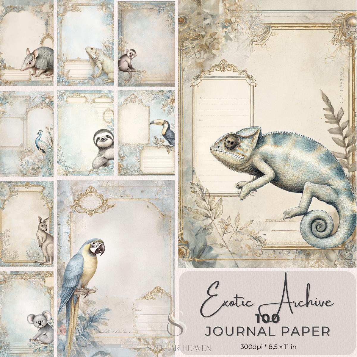 Exotic Archive Junk Journal Pages, Tropical Animal Printable Papers ...