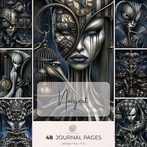 Noirjest Junk Journal Pages, Gothic Jester Printable Papers, Dark Fantasy Scrapbook Digital Download