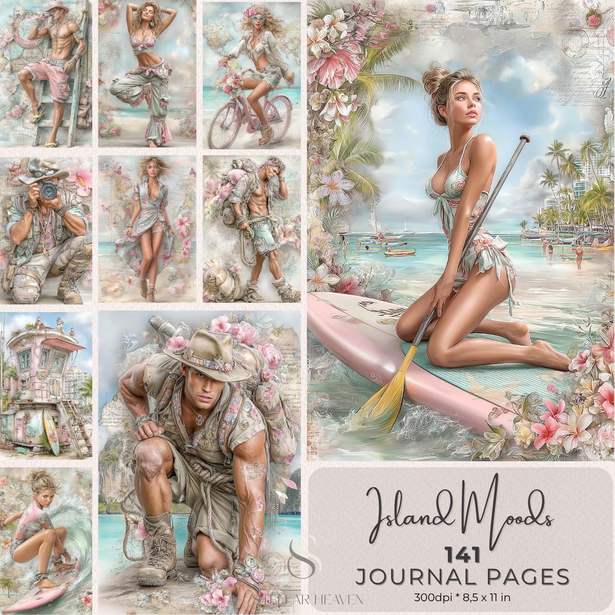 Coastal Junk Journal Bundle Pages, Island Moods Beach Theme, 141 ...