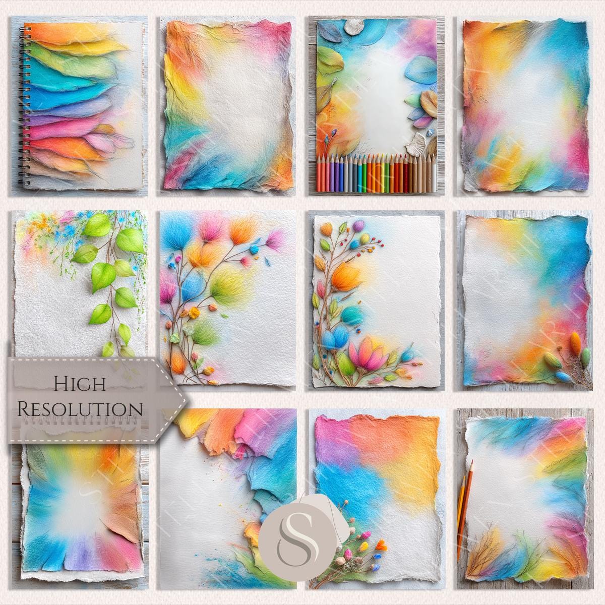 Rainbow Junk Journal Pages, Rainbow Breeze Printable Kit, Colorful ...