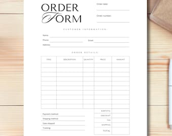 Order Form Editable | Crafters Order Form Template | Etsy Shop Craft Business Forms | Small Business Forms Instant Digital Download.