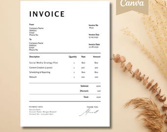 Freelancer Invoice Template | Editable Canva Invoice | invoice form | Client & Services Billing Form | Freelancers and Consultants