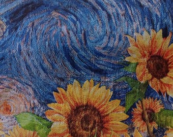2 Individual Starry night/Sunflower Guest Napkins For Decopauge