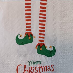 2 Individual Elf feet Cocktail Napkins For Decopauge