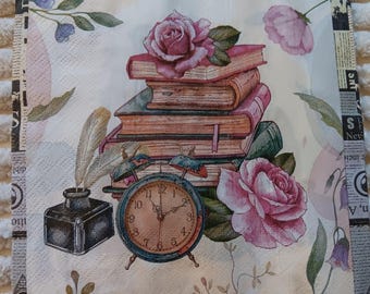 2 servilletas individuales con diseño floral para decoupage.