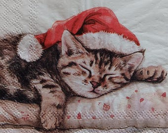 2 Individual Christmas Cocktail Napkins For Decopauge