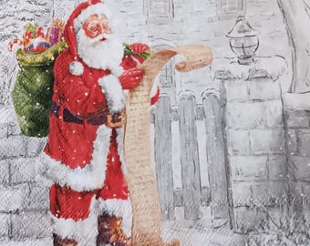 2 individuelle Servietten mit Weihnachtsmannmotiv für Deco
