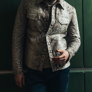 Real Python Natural Jacket : Leather bikers coat